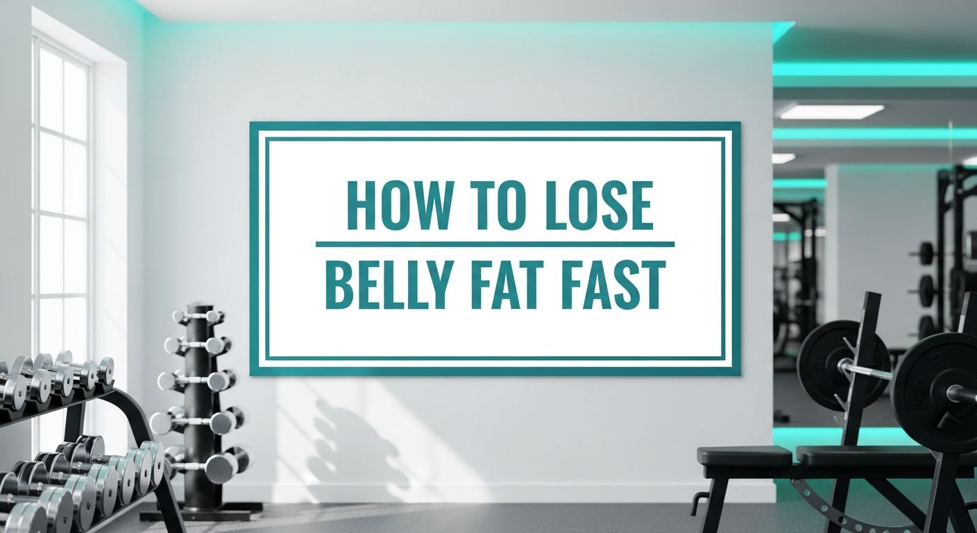 how to lose belly fat fast sign in a bright modern gym setting