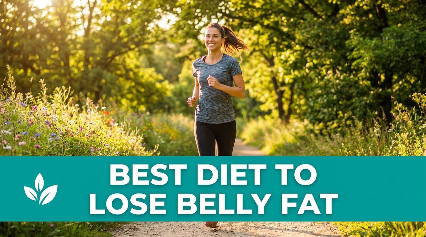best diet to lose belly fat shown in an outdoor health and wellness scene