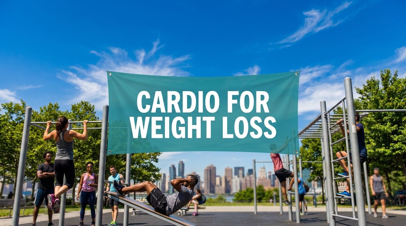 cardio for weight loss in an outdoor fitness park setting