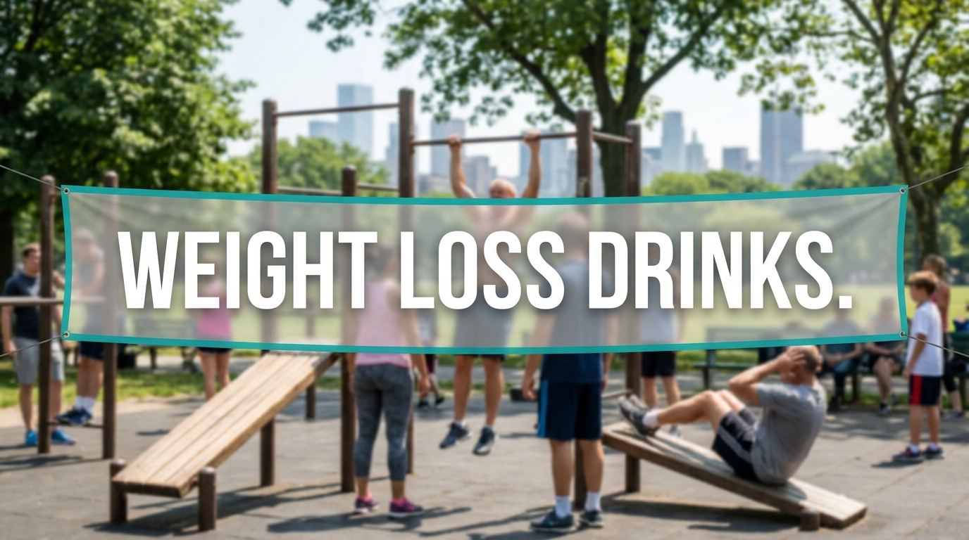 weight loss drinks in a health and wellness outdoor fitness setting